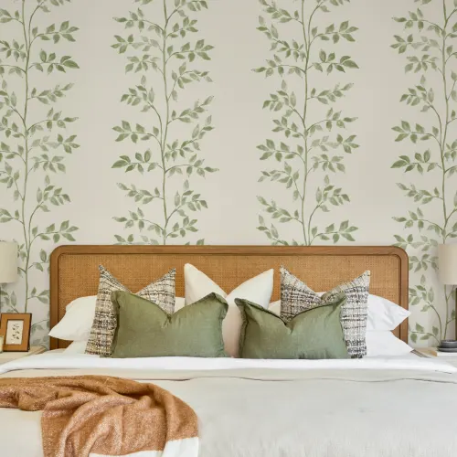 Green Leaf Pattern Botanical Wallpaper Mural
