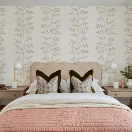 Neutral Leaf Botanical Design Mural For Serene Spaces