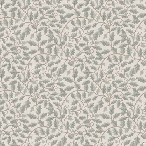Papier peint panoramique classique à motif de feuilles de chêne gris