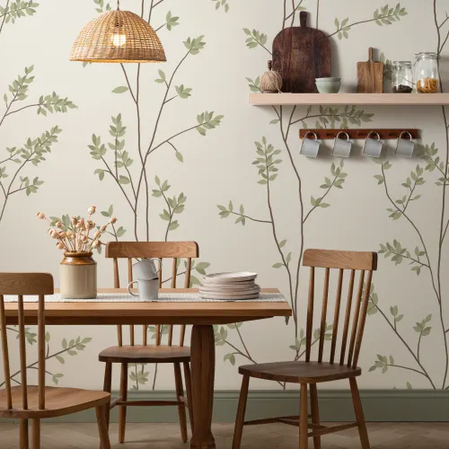 Klassieke groene botanische patroon muurschildering