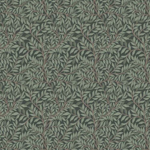 Green Botanical Pattern Mural For A Serene Atmosphere