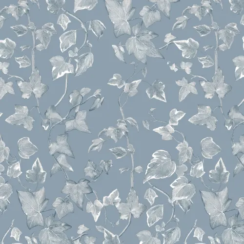 Blauw Vintage klimop Behang