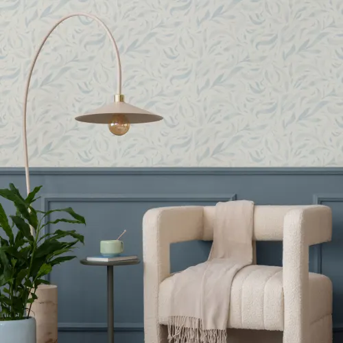 Blue Watercolor Floating Leaves Wallpaper
