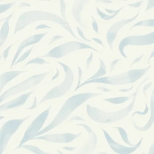 Blue Watercolor Floating Leaves Mural