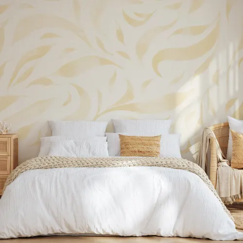 Yellow Watercolor Floating Leaves Mural