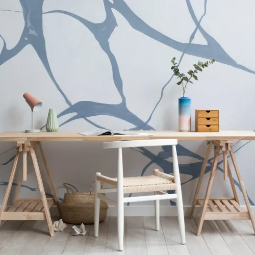 Pour Blue Marbled Wallpaper Mural