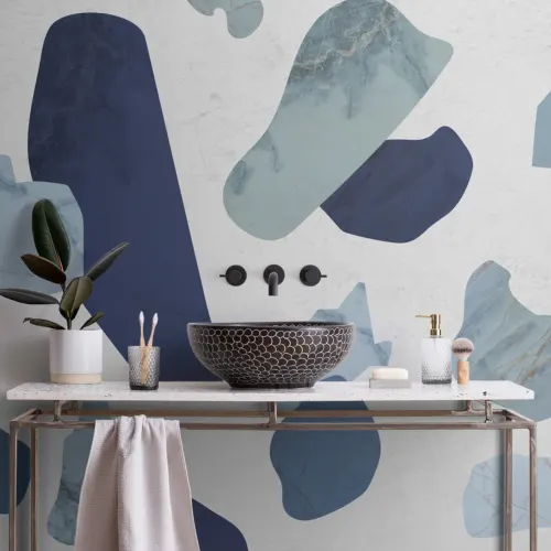 Blue Marble Terrazzo Wallpaper Mural