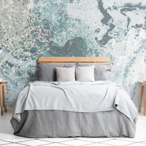 Teal, Blue & White Marble Wallpaper Mural