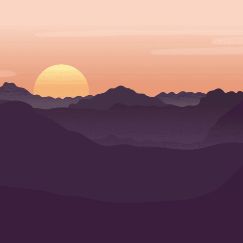 Red Illustrated Landscape Sunset Wallpaper Mural