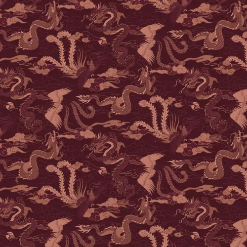Papel pintado de Dragón chino rojo y Fénix