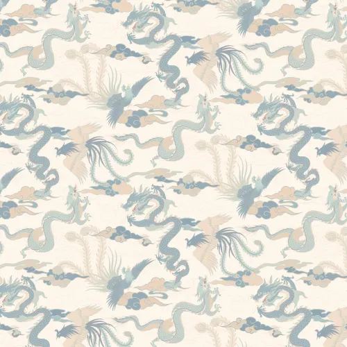 Papel de parede do Dragão Chinês Azul e da Fénix