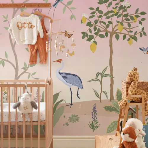 Pink Chinoiserie Floral Spring Garden Wall Mural