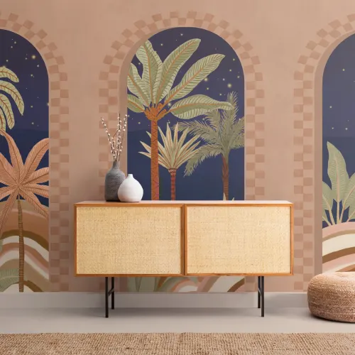 Dark Mediterranean Arch Scenic Mural