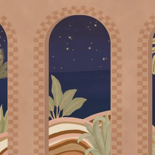 Dark Mediterranean Arch Scenic Mural