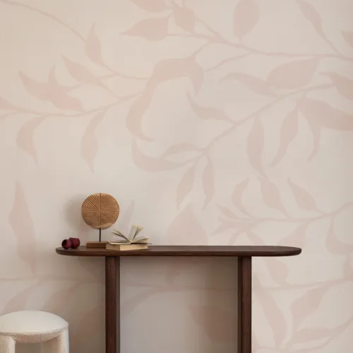 Papier peint panoramique branche d'olivier rose
