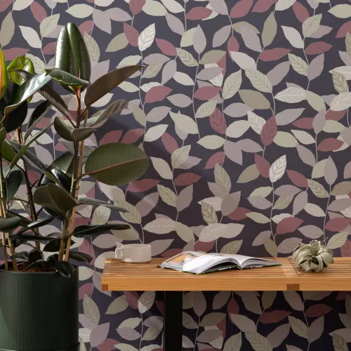 Dark Botanical Climbing Plants Pattern Wallpaper