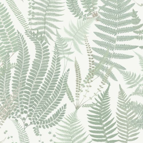 Green Vintage Fern Leaf Illustrations Repeat Pattern Wallpaper