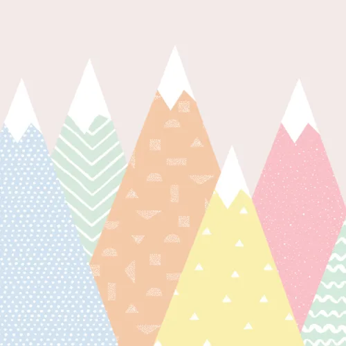 Kids Pastel Patterned Mountains Wallpaper Mural