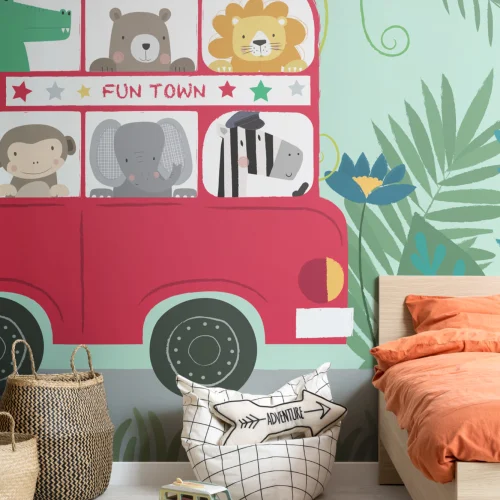 Routemaster Safari Dieren Behang Muurschildering