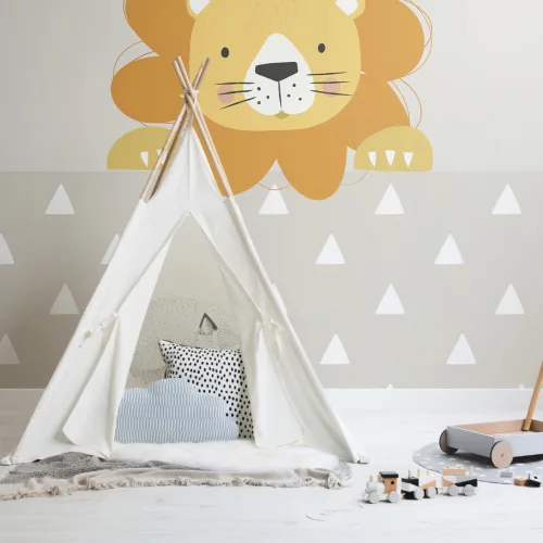 Peek-a-Boo Larry Lion Wallpaper Mural
