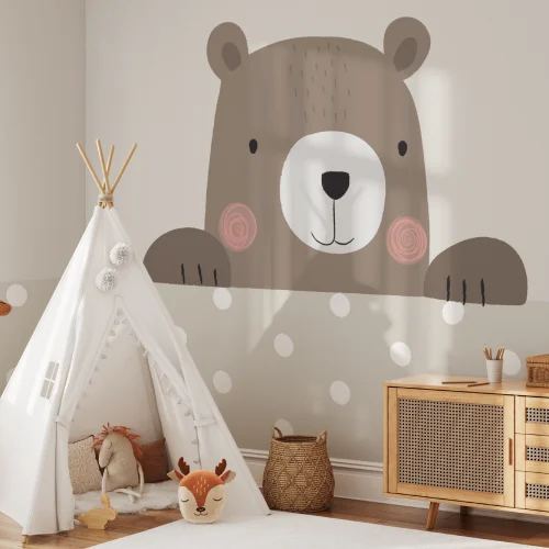 Peek-a-Boo Bernie Bear Wallpaper Mural
