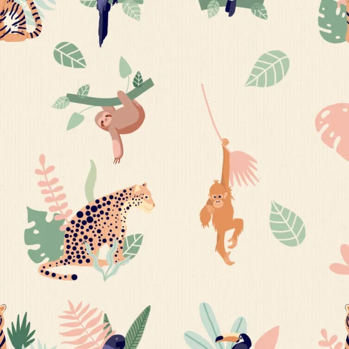 Jungle Animal & Lehdet Tapetti