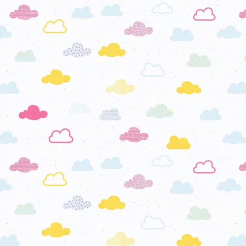 Bright Pastel Cloud Pattern Wallpaper Mural