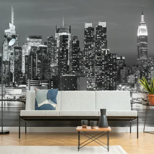 Grayscale New York Peisaj Wallpaper Mural
