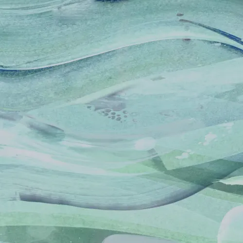 Mural Papel Pintado Verde Agua con Efecto Olas de Pintura Abstracta