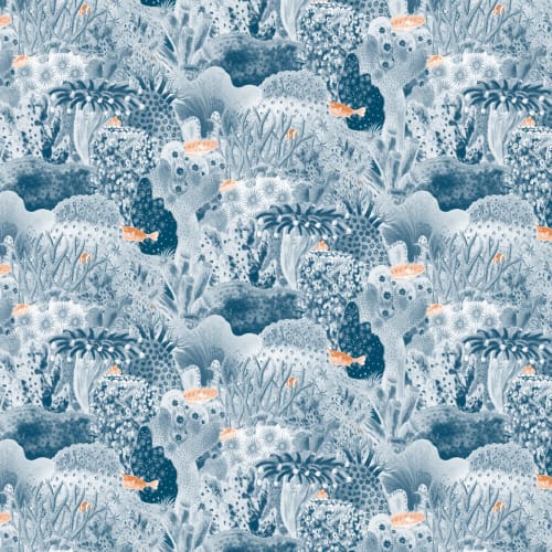 Navy Vintage kuvitukset Marine Life tapetti