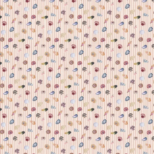 Pink Coastal Shell Pattern Wall Mural