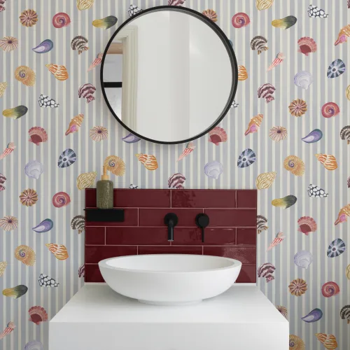 Multicolour Nautical Seashell Pattern Mural