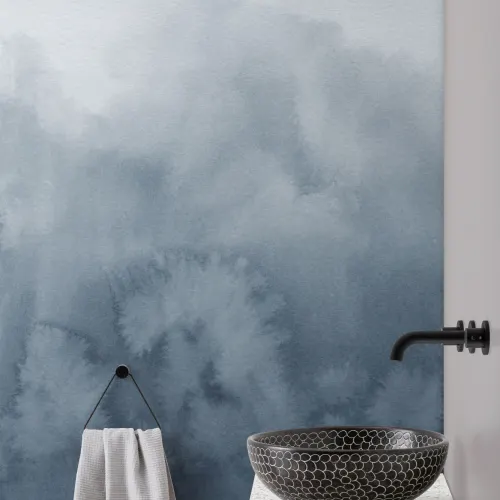 Blue Tones Ombre Fade Watercolor Behang Muurschildering
