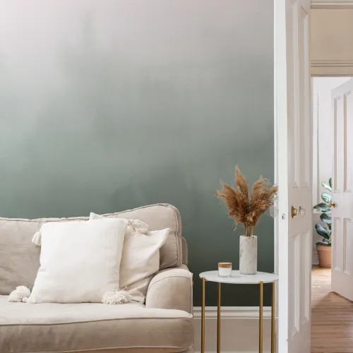 Mural de Papel de Parede Ombre Verde e Rosa Aguarela