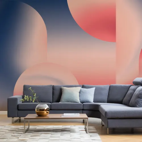 Red & Navy Ombre Abstract Shapes Wall Mural