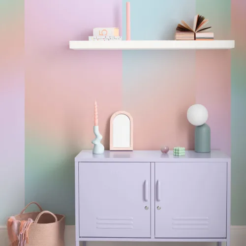 Pink Multicolour Ombre Block Lines Wall Mural