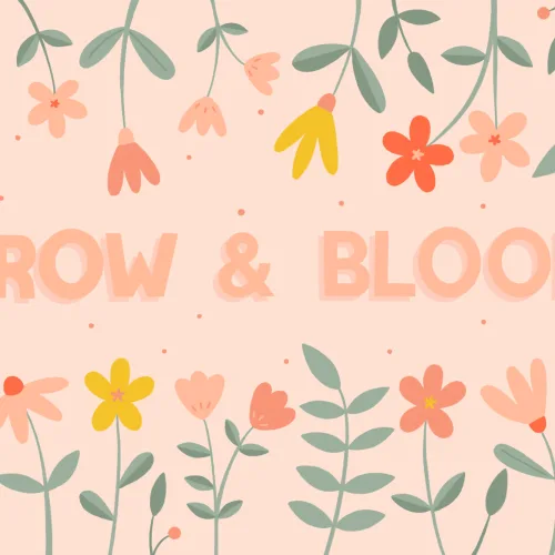 Mural de papel de parede com citações de tipografia floral cor-de-rosa