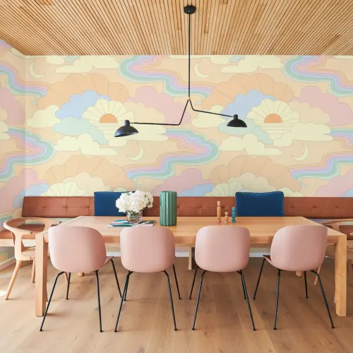 Elizabeth Olwen Cosmic Skyway Peach Mural-tapeter
