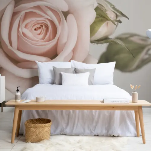 Elegantti vaaleanpunainen terälehti Rose kuvatapetti