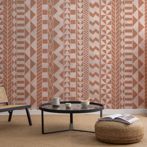 Brown African Inspired Tribal Print Wallpaper Mural
