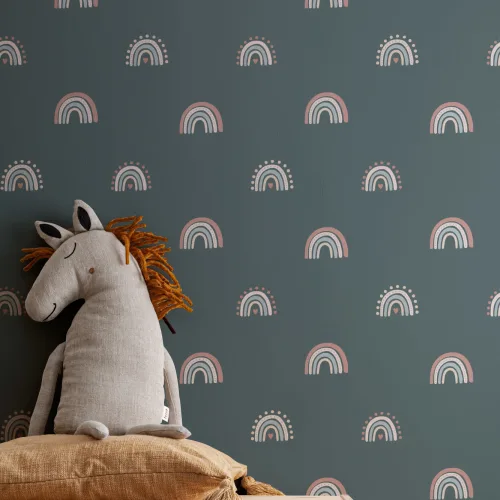 Hand-Painted Rainbow Pattern Wallpaper