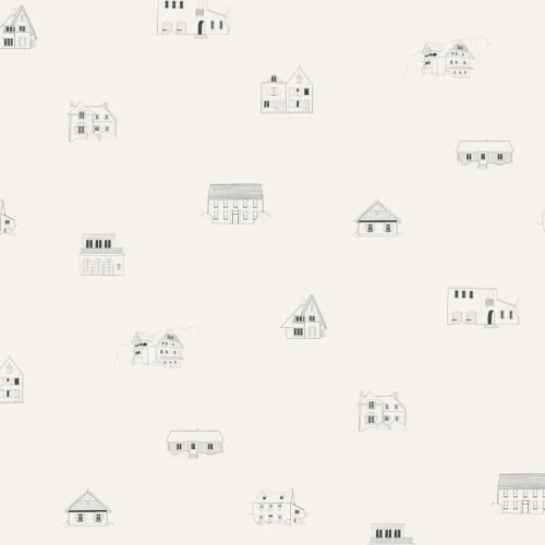 Papel de parede com padrão de repetição de casa pequena ilustrada