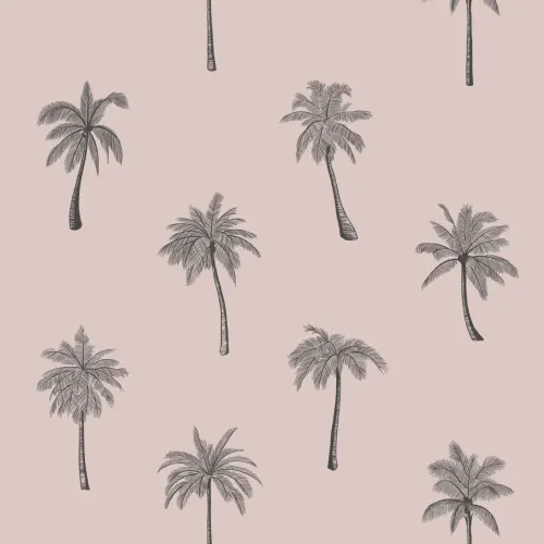 Minimalist Pink Palm Tree Repeat Pattern Wallpaper