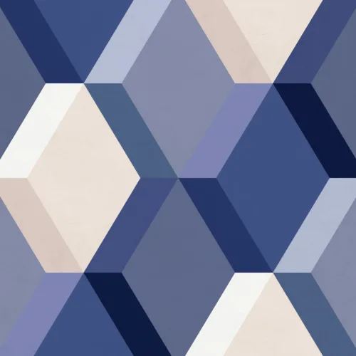 Sininen 3D Illusion Tile Effect Tapetti