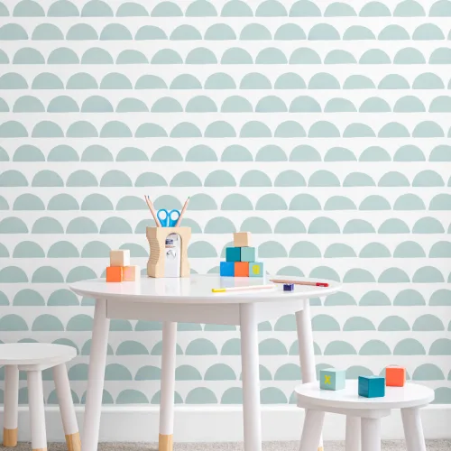 Blue Half Moon Repeat Pattern Wallpaper