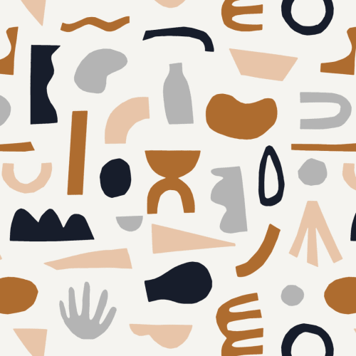 Navy & Neutral Abstract Shapes Repeat Pattern Wallpaper