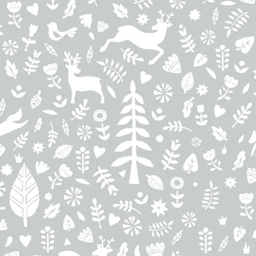 Papel Pintado Festivo con Motivos Folclóricos Escandinavos Salvia