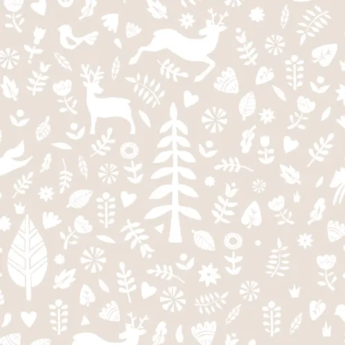 Papel Pintado Festivo con Motivos Folclóricos Escandinavos Beige