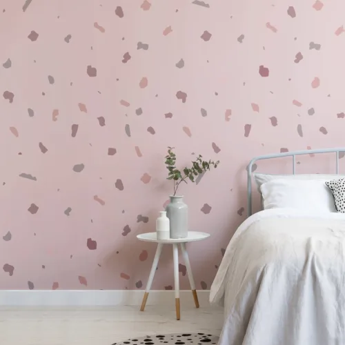 Mural de Papel de Parede Terrazzo Rosa Escuro