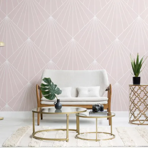 Carta da Parati Art Déco a Raggiera Rosa